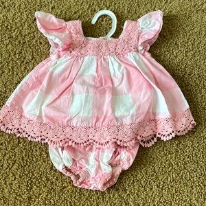 Jessica Simpson Pink Plaid Embroidered Lace Detail Spring / Easter Dress